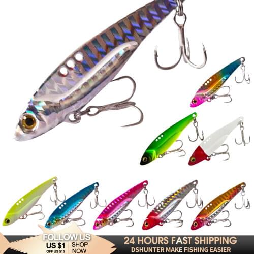 Metal Vib Fishing Lure 7.5-20g Long Shot Slots Hook Metal Jig Articulos 3D Eyes Pencil Fishing Lure Hard Bait Deep Sea Fishing