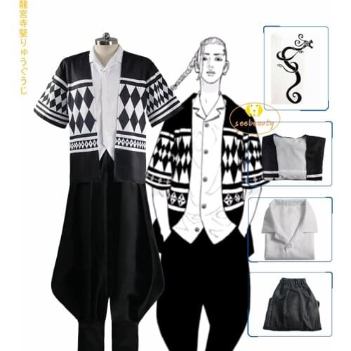 Ken Ryuguji Costume Anime Tokyo Revengers Draken Cosplay Tattoo Men Harajuku Haori Kimono Pants Cloak Halloween Carnival Uniform