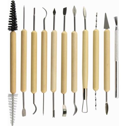 11pcs Polymer Shapers Modeling Carved Tool Perfect Clay Sculpting Kit Sculpt Smoothing Wax Carving Pottery Ceramic Tools