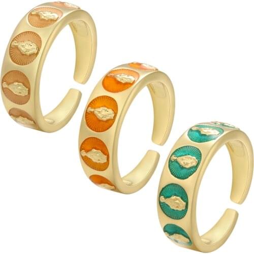 New Colorful Cartoon enamel Fingers Rings For Women Adjustable Dripping Oil Ring Wild Exquisite Trend Jewelry Accessary
