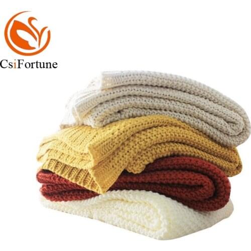 2020 Solid knitted Blanket Bed Living Room Sofa Throw Blanket
