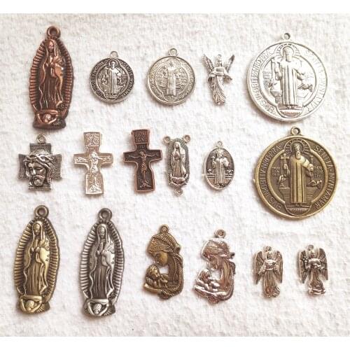 Mix Jesus Madonna Charm For Jewelry Making Mix Color (As shown) Jesus Madonna Pendants For Bracelets pretty Jesus Madonna Charm