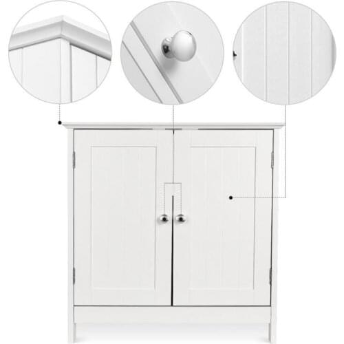 2 Layer Bathroom Vanity Cabinet White Wood Cupboard Shelf Tissue Storage Rack Sink Storage Cabinet Bathroom Furniture HWC