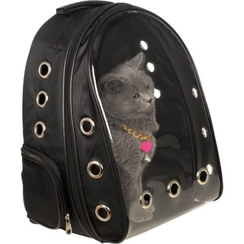 Cat Dog Carrier Bag Astronot Transparent Unbreakable 42X22X33 Cm Black Color