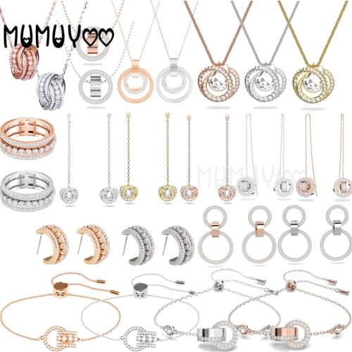 2020 Fashion Jewelry High Quality Charm Classic Round Cross Three-tier Crystal Pendant Necklace Female Romantic Gift