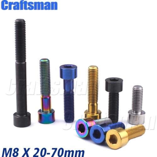 Titanium Ti M8X20 25 30 35 40 45 50 60 70mm Allen Key Socket Head Screw for Bicycle Motorcycle Car Titanium Bolts M8 Motor Parts