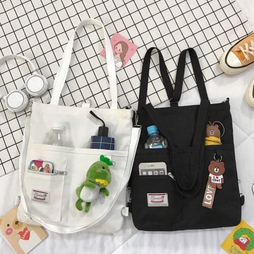 Art all-match canvas bag diagonal Korean female student Harajuku diagonal shoulder bag large capacity removable shoulder strap