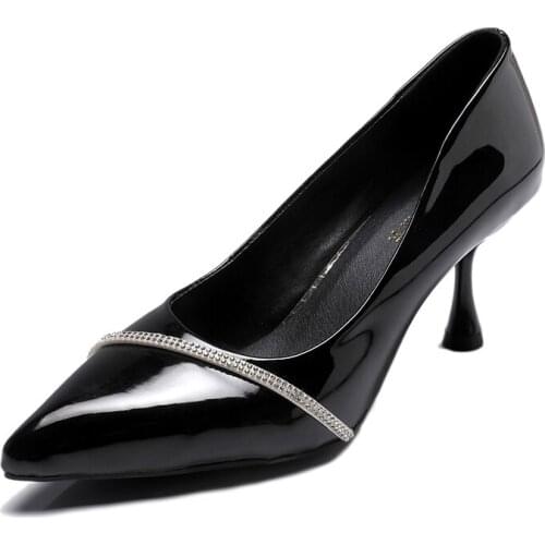 Spring high heels pointed Rhinestone decoration bow elegant luxury High Heels Metal Boat Shoes womens high heels W27-34