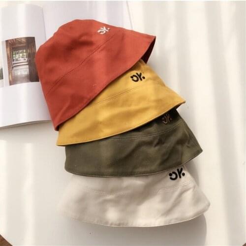 Womens Spring New Letter Bucket Hat Youth Korean Fashion Busket Hat Japanese Style Soft Girl Casual All-Matching Fisherman Hat