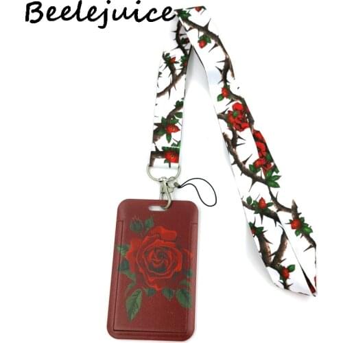 Women Feminist Rose Flowers Neck Strap Lanyard for keys lanyard card ID Holder Jewelry Decorations Key Chain Accessories Gifts