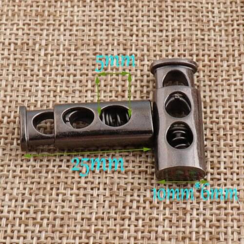 10Pcs Black Double Barrel Toggle Cord Lock,Stopper Spring Buckle,Craft Cord Locks,Rope Buckle,Connector Spring Buckle
