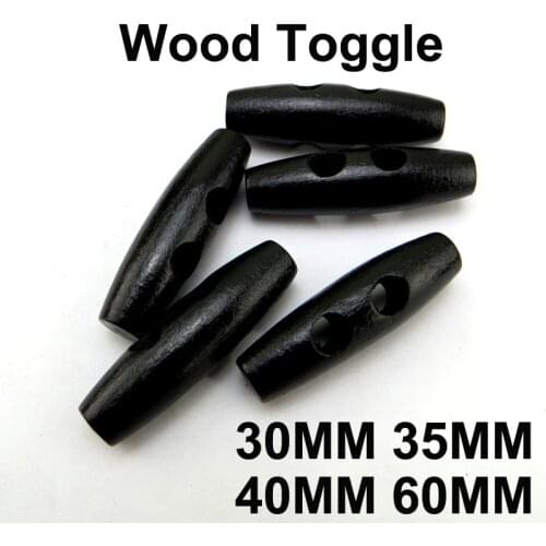 15pcs 30~60MM Wood Horn Black Toggle BUTTON decoration SEWING COAT SWEATER Clothes Boots Buttons WHB-106