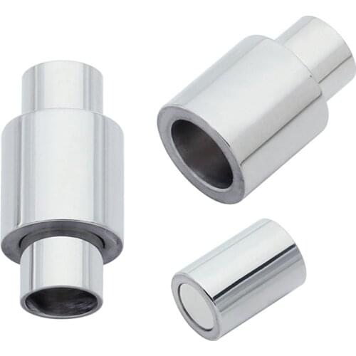 2pcs Stainless Steel Silver Strong Magnetic Clasps Fit 2 3 4 5 6 7 8mm Round Leather Cord DIY Jewelry Making Connectors
