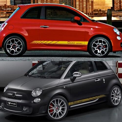 2PCS Car Side Body Stickers Long Stripe Auto DIY Vinyl Film Styling Decals Stylish Graphics For FIAT 500 Tuning Accessories