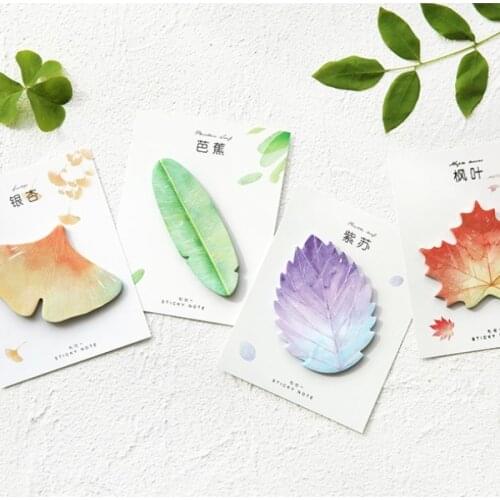 30 Sheets/pad Various Leaves Collection Self-adhesive N Times Memo Pad Sticky Notes Bookmark School Office Supply
