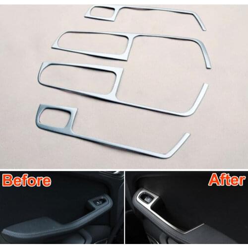 4Pcs Car Interior Door Window Switch Button Panel Trim Bezel Cover Styling sticker Fit For Pors-che Macan 2014-2015