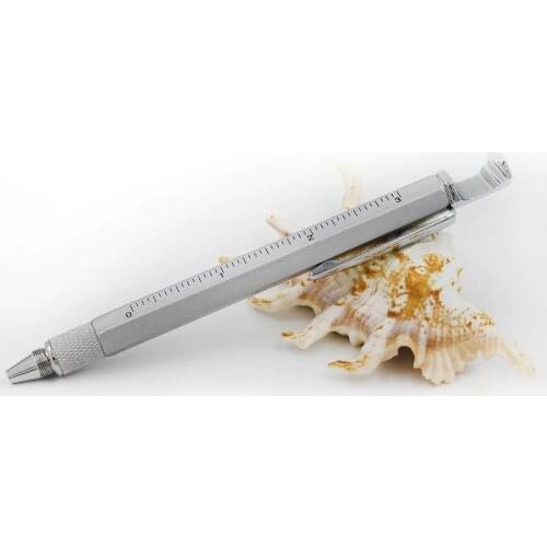 7 in 1 Tech Multitool Pen with Ruler Bottle Opener Phone Stand Ballpoint Pen Stylus Pen and Flat and Phillips Screwdriver Bit