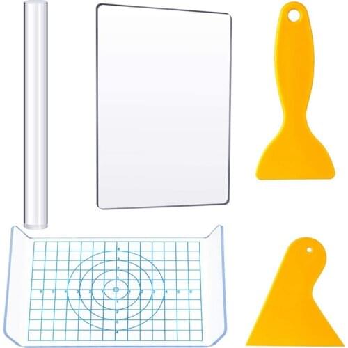 Acrylic Clay Roller With Acrylic Sheet Backing Board With Plastic Scrapers Rubber Clay Pottery Craft Tool