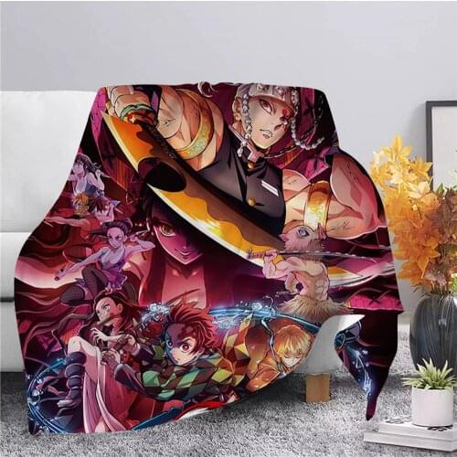 CLOOCL Anime Demon Slayer Season 2 Flannel Blanket Print Dreamlike Style Blanket Bedspread Sofa Bedding Hiking Picnic Quilts
