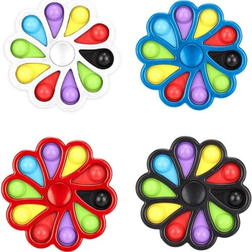 Flower Simple Dimple Fidget Keychain Gyro Push Bubble Sensory Toy Anti-stress Relaxing Fidget Autism Toys Stress RelieveAdultKid