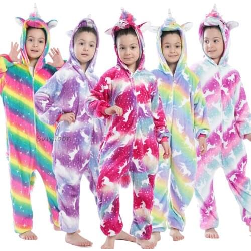 Kigurumi Unicorn Childrens Pajamas For Girls Boys Sleepwear Animal Panda Onesie Kids Costume Jumpsuit Baby Pijamas