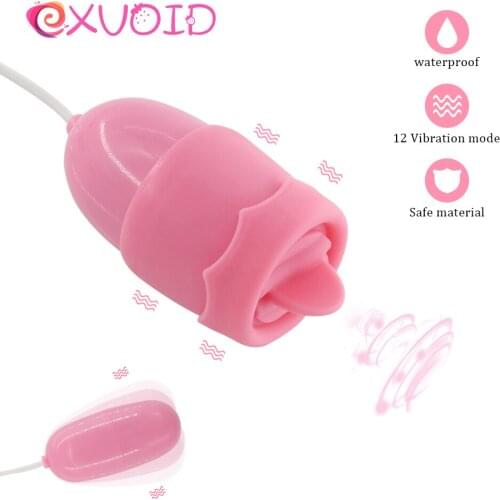 EXVOID Dual Egg Vibrator Clitoris Stimulator Tongue Oral Licking Vibrators Sex Toys for Women 12 Speeds USB Power Sex Shop