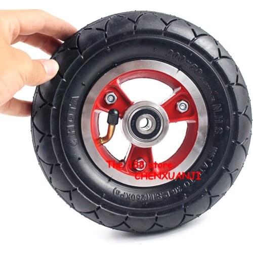 Electric Scooter Tyre With Wheel Hub 8" Scooter 200x50 Tyre Inflation Electric Vehicle Aluminium Alloy Wheel Pneumatic Tire