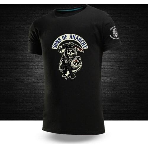 6 Solid Color Summer Sons Of Anarchy Top SOA Customize SAMCRO Tshirts Mans Short Sleeve Unisex Cotton Hip Hop Casual Print Tees