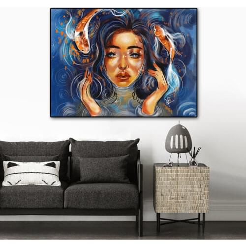 Canvas Painting Abstract Colorful Sexy Beauty Girl Wall Art Poster Canvas Art Print Forest Painting Wall Picture for Living Room