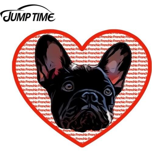 JumpTime 13 x 10.8cm For I Love My Frenchie Black French Bulldog Waterproof Car Sticker Decal Occlusion Scratch Vinyl Decor