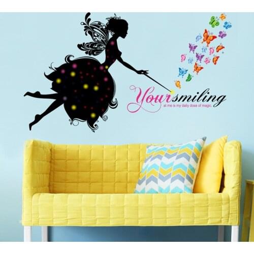 Cartoon Beautiful Flower Fairy Wall Stickers for kids Rooms Giraffe Height Ruler Chart Growup Wall Decals Nursery Home Decor