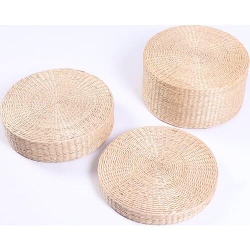 60x60x30cm Natural Straw Round Pouf Tatami Cushion Weave Handmade Pillow Floor Japanese Style Cushion Living Room Home Textile
