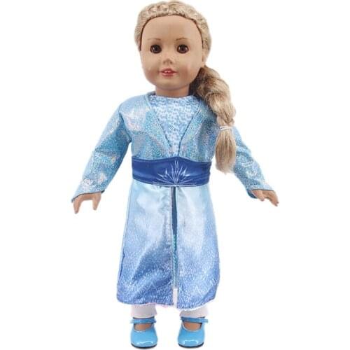Elsa Anna Fancy Princess Dress Doll Clothes Fit 18 Inch American&43 CM Born Baby Doll,Girls Toys,Our Generation,Gift