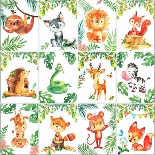 Full Square Drill 5D Diy Diamond Painting Lion Diamond Embroidery Animal Cross Stitch Cartoon Fox Rhinestone Art Kid Room Decor