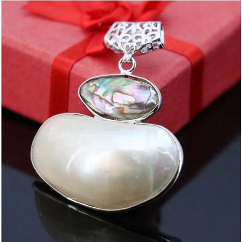 L009 Nouvelle marine blanc naturel shell nacre perle pendentif, Fit mode femelle collier DIY faire de gros