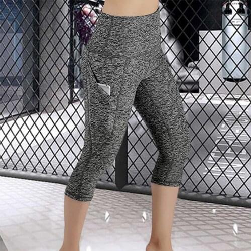 Yoga Pants Women Workout Out Pocket Leggings Fitness Sports Gym Running Yoga Elastic Waist Pants Legging Sport Femme