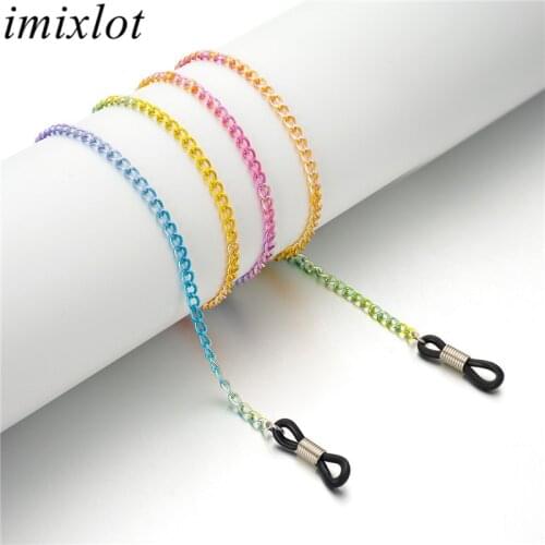 Imixlot Fashion Creative Colorful Copper Chain Unisex Anti-skid Rainbow Color Glasses Chain Neck Cord Eyewear Accessories