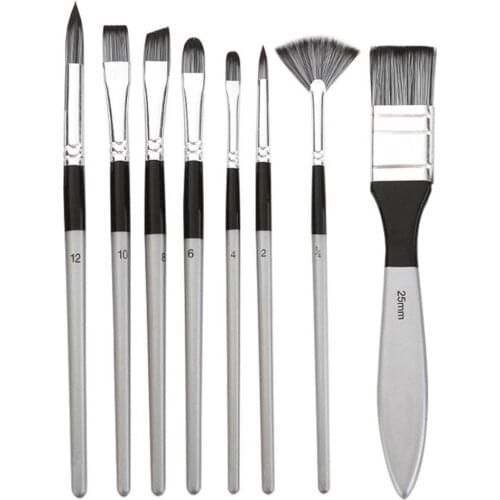 8Pcs/Set Drawing Brush Set Remarkable Details Nylon Rock Canvas Watercolor Paint Brush for Students Adults