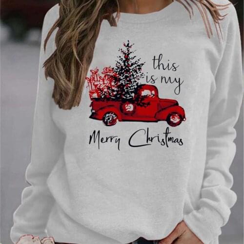 New Year Women Hoddies Merry Christmas Letter Printed Crew Neck Pullovers Thick Hoodies Sweatshirt Ropa Mujer Antumn Crops