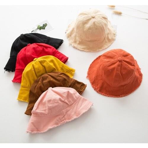 Solid Color Cotton Bucket Hat Spring Summer Girls Boys Panama Sun Hats Casual Outdoor Children Fisherman Cap