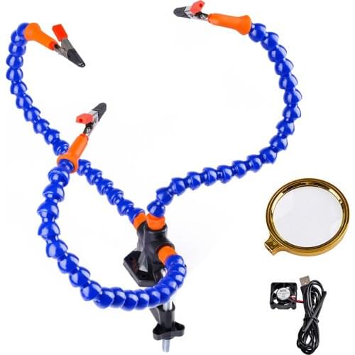 Soldering Station Table Clamp Soldering Station PCB Holder With Cooling Fun Magnifier 3 Flexible Arms for RC Model RC Parts