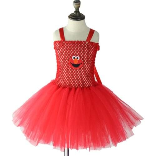 Cartoon Red Blue Girls Tutu Dress Girl Kids Birthday Christmas New Year Party Dresses Girls Children Clothes Vestido XX068