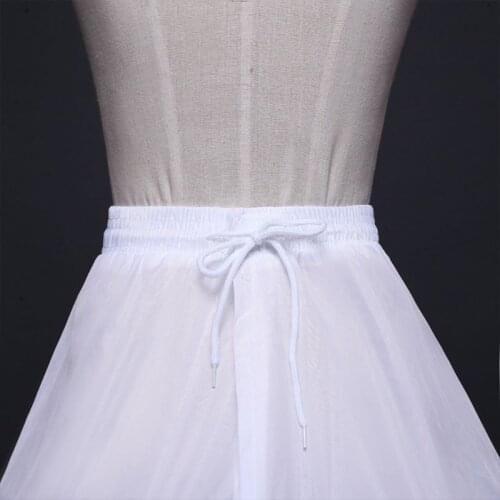 J60E Women 3 Hoops A-Line Petticoat Adjustable Drawstring Waist Wedding Bridal Dress Crinoline Single Layer Ball Gown Underskirt
