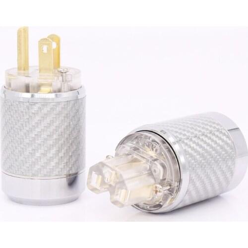 Carbon Fiber Gold Plated US Version European Standard AC Power Plug IEC Female Plugor