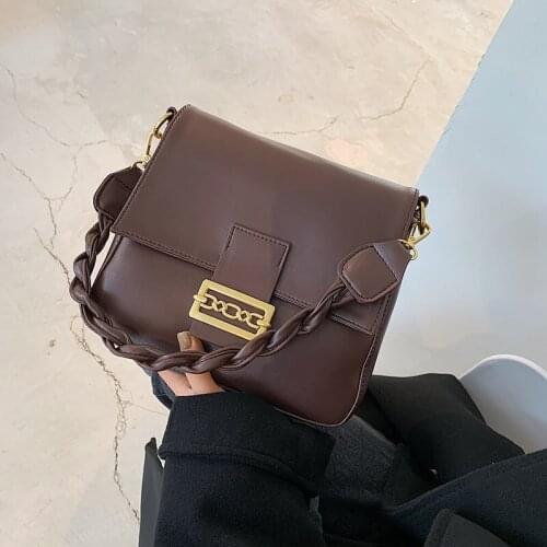 Retro Vintage Weave Shoulder Strap Messenger Women Bags Flap Small Solid Color Sling Bag Female Luxury Brand Pu Leather Tote Bag