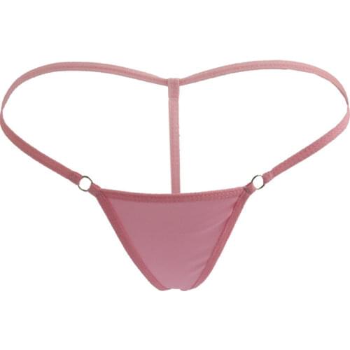 Sexy lingerie femme underwear women panties ropa interior femenina tanga thong Solid color String simple Traceless Metal ring