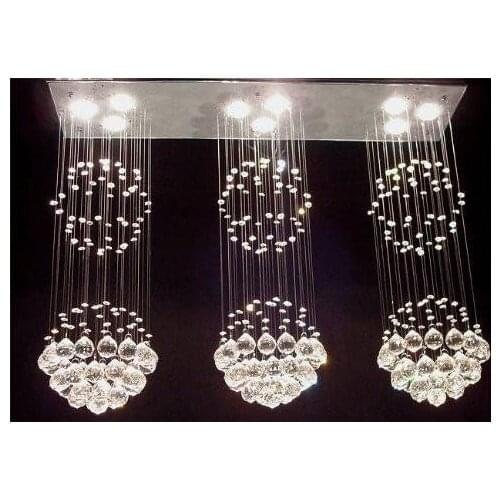 Modern Contemporary Chandelier Triple"Rain Drop" Chandeliers Lighting H31" X W39" X L10" for Living Room Dinning Room
