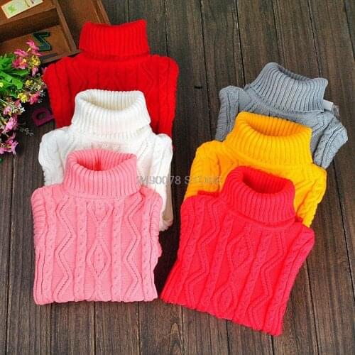 Turtleneck Sweater For Boys Girls School Kids Winter Warm Christmas Sweater Children Knitted Pullover Outerwear Cardigan Sweater