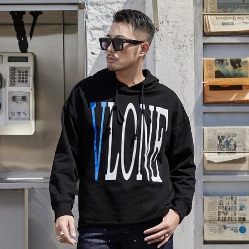Trendy brand VLONE Hoodies Sweatshirts female blue big V white snake winding loose couple hoodie long sleeve casual street men