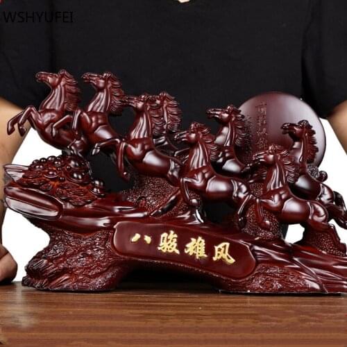 Chinese Style Resin Horse Sculpture Ornaments Office Desktop Auspicious Decoration Home Living Room Lucky Decor Accessories